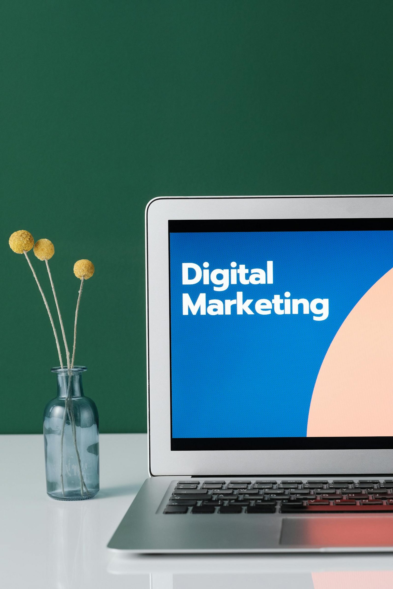 A laptop with a screen of Digital Marketing to indicate Digital Marketing Consultancy and Digital Marketing Services. Consulting Services.